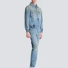 Cropped lined denim jacket