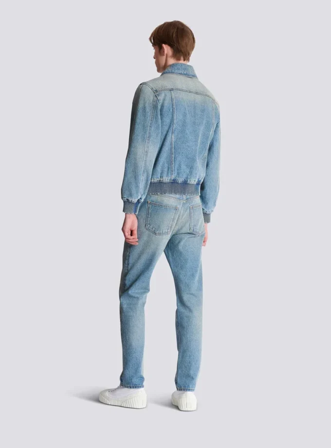 Cropped lined denim jacket