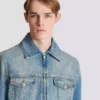 Cropped lined denim jacket