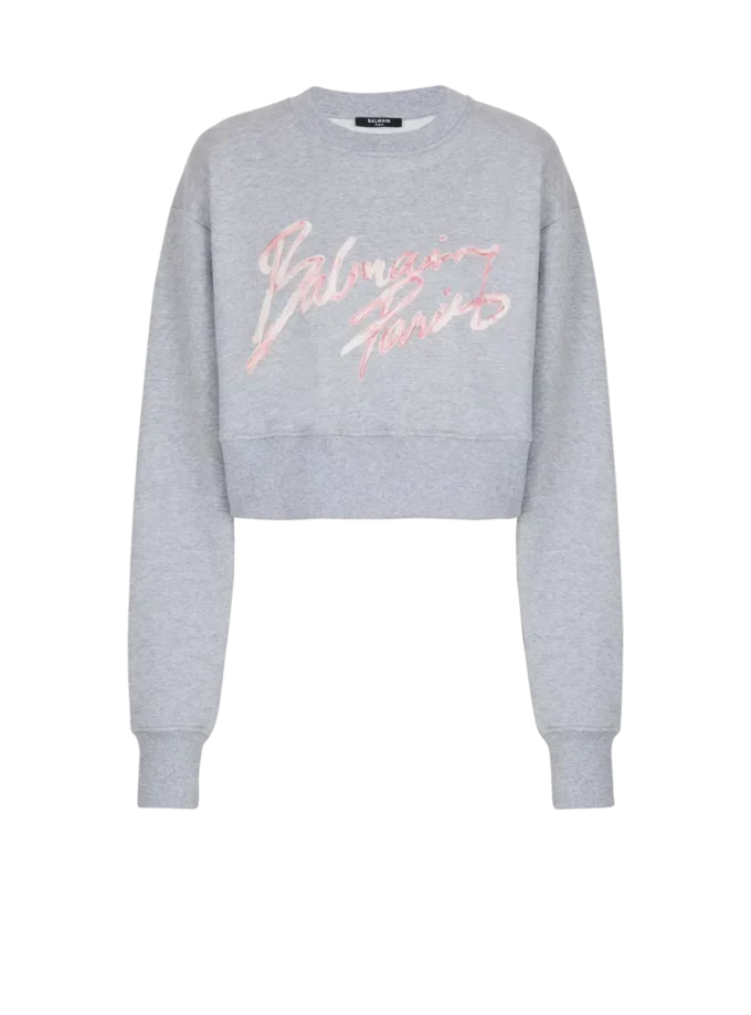 Cropped printed cotton sweatshirt