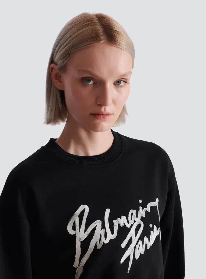 Cropped printed cotton sweatshirt