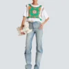 Cropped T-shirt with Balmain Foulard print Cropped T-shirt with Balmain Foulard print