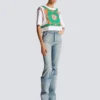Cropped T-shirt with Balmain Foulard print Cropped T-shirt with Balmain Foulard print