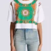Cropped T-shirt with Balmain Foulard print Cropped T-shirt with Balmain Foulard print