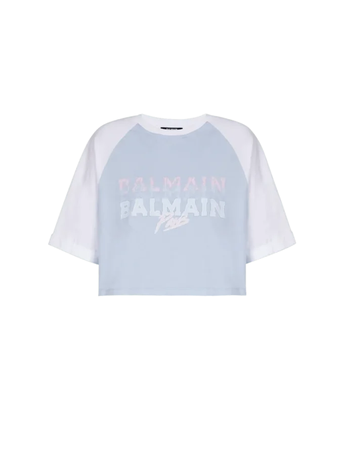 Cropped T-shirt with Balmain Paris print Cropped T-shirt with Balmain Paris print