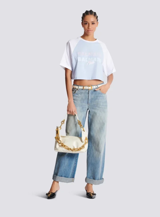Cropped T-shirt with Balmain Paris print Cropped T-shirt with Balmain Paris print