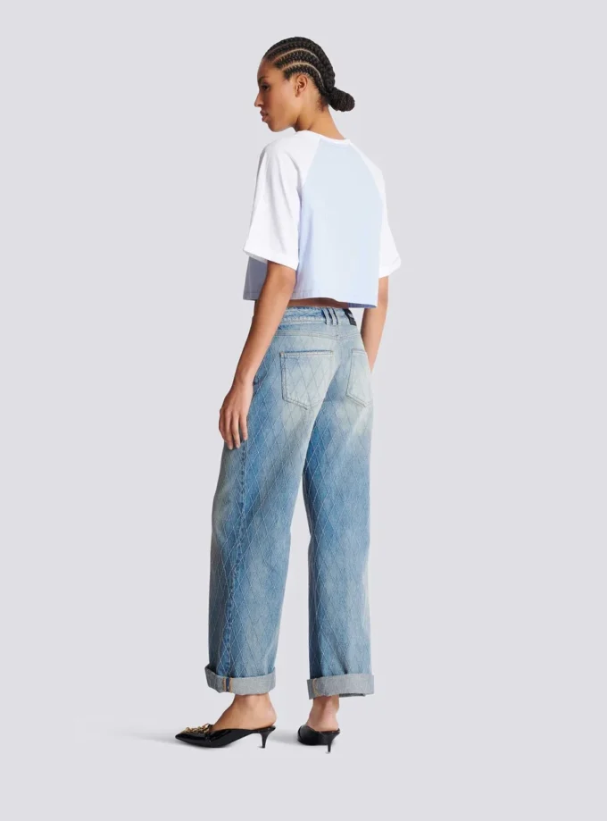 Cropped T-shirt with Balmain Paris print Cropped T-shirt with Balmain Paris print