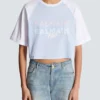 Cropped T-shirt with Balmain Paris print Cropped T-shirt with Balmain Paris print