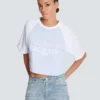 Cropped T-shirt with Balmain Paris print Cropped T-shirt with Balmain Paris print