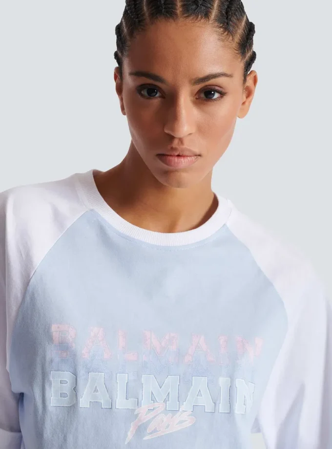 Cropped T-shirt with Balmain Paris print Cropped T-shirt with Balmain Paris print