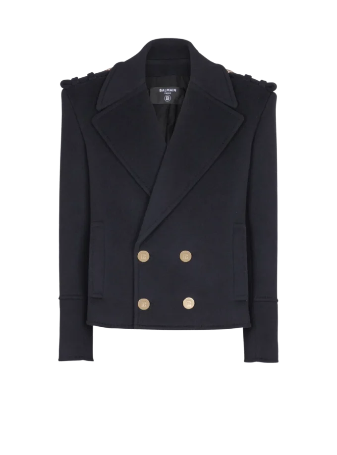 Cropped wool reefer jacket Cropped wool reefer jacket