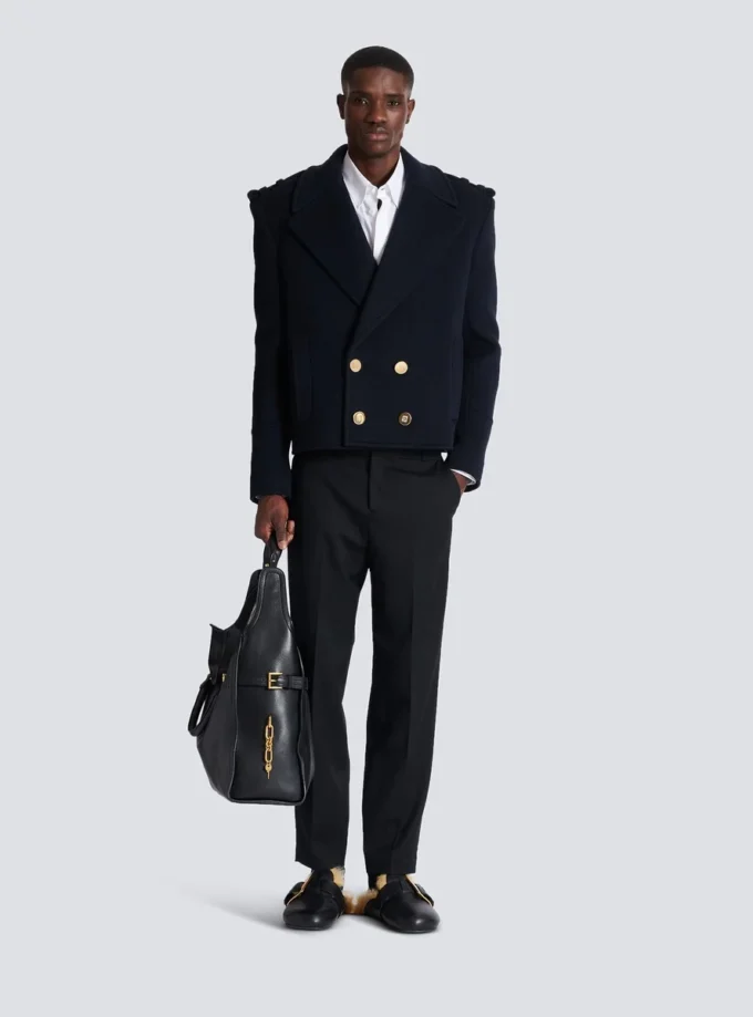 Cropped wool reefer jacket Cropped wool reefer jacket