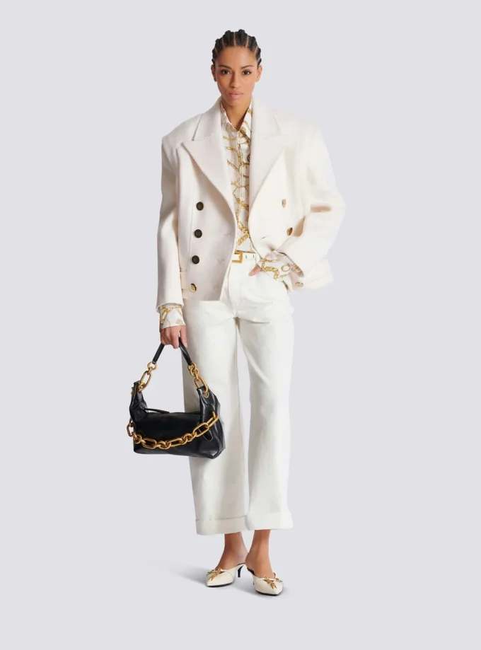 Cropped wool reefer jacket Cropped wool reefer jacket