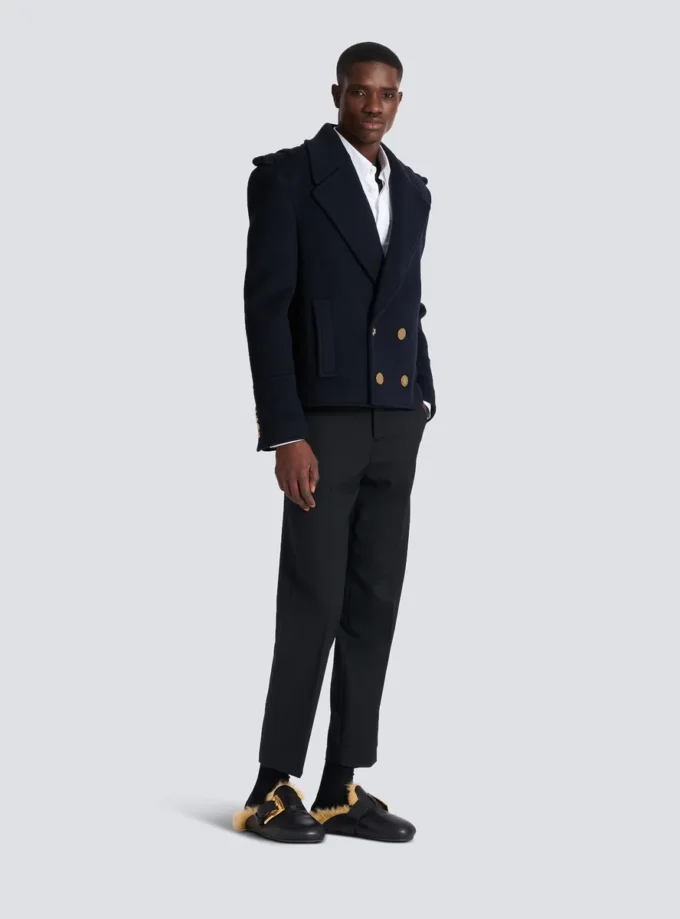 Cropped wool reefer jacket Cropped wool reefer jacket