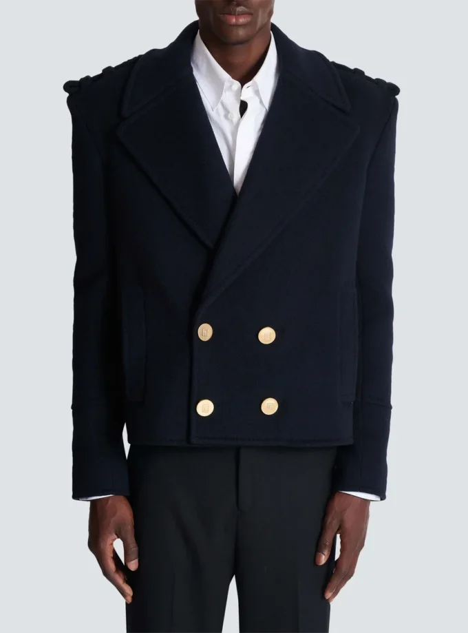 Cropped wool reefer jacket Cropped wool reefer jacket