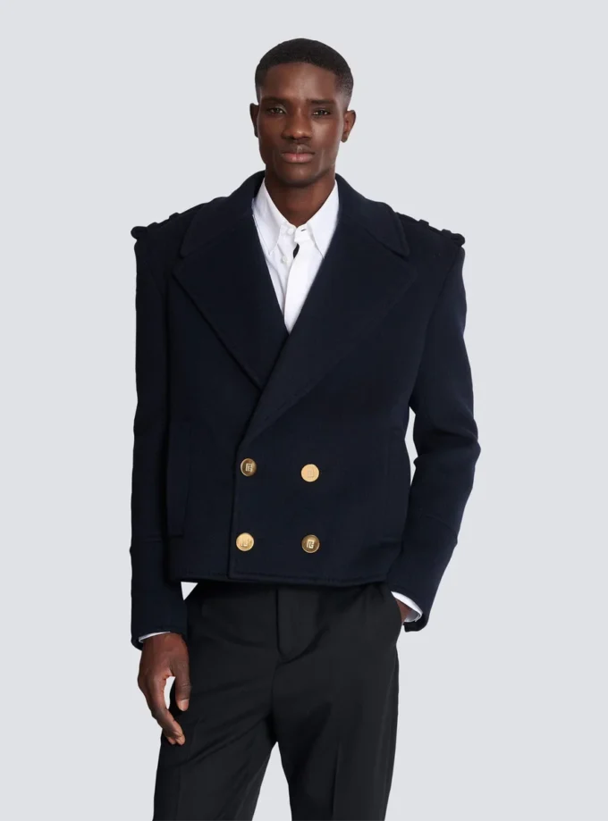 Cropped wool reefer jacket Cropped wool reefer jacket
