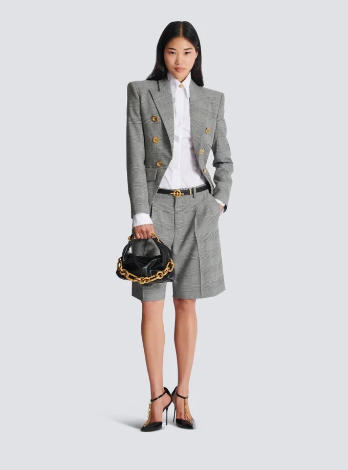 Darted shorts with Prince of Wales check Darted shorts with Prince of Wales check