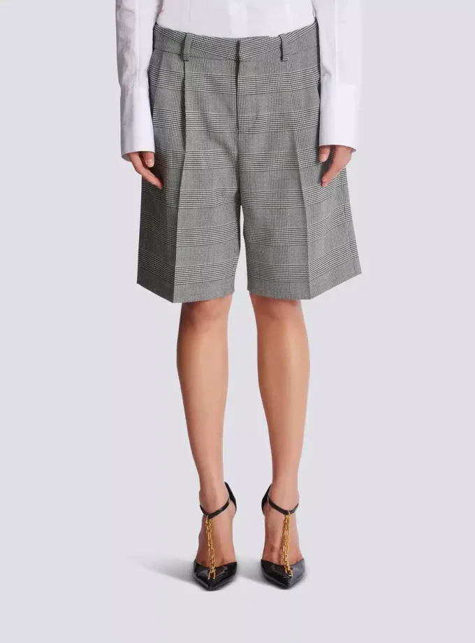 Darted shorts with Prince of Wales check Darted shorts with Prince of Wales check