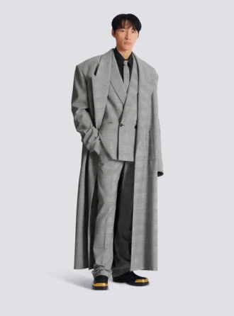 Darted trousers in Prince of Wales wool