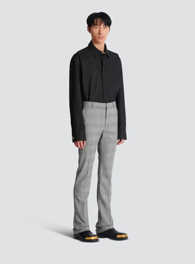 Darted trousers in Prince of Wales wool Darted trousers in Prince of Wales wool