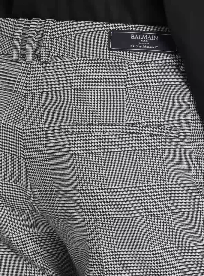 Darted trousers in Prince of Wales wool Darted trousers in Prince of Wales wool
