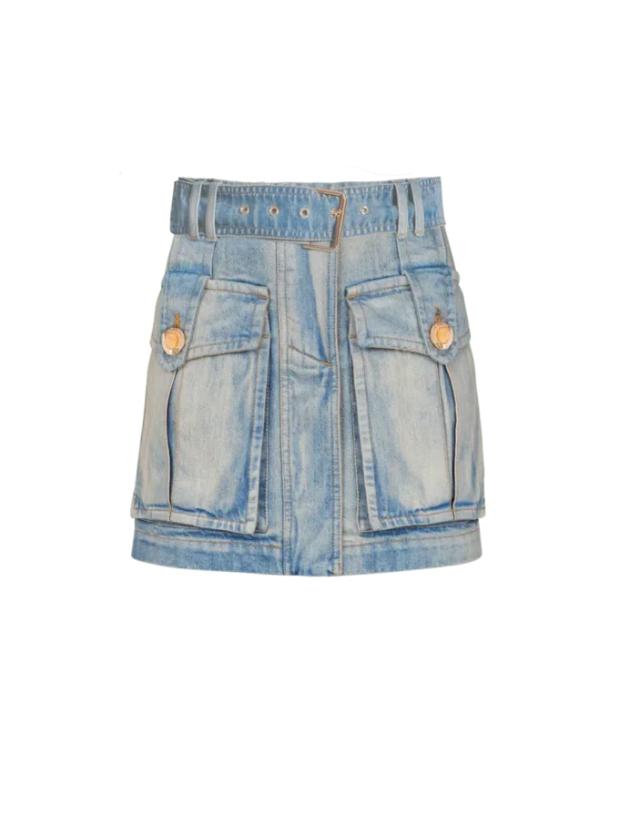 Denim skirt with pockets