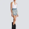 Denim skirt with pockets