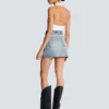 Denim skirt with pockets