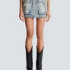 Denim skirt with pockets