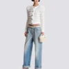 Diamond denim straight-fit jeans
