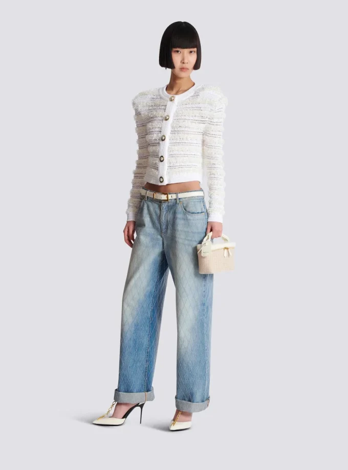 Diamond denim straight-fit jeans