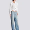 Diamond denim straight-fit jeans