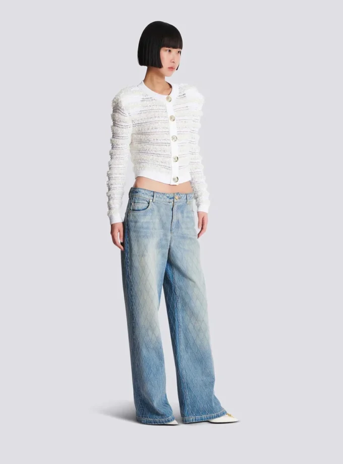 Diamond denim straight-fit jeans