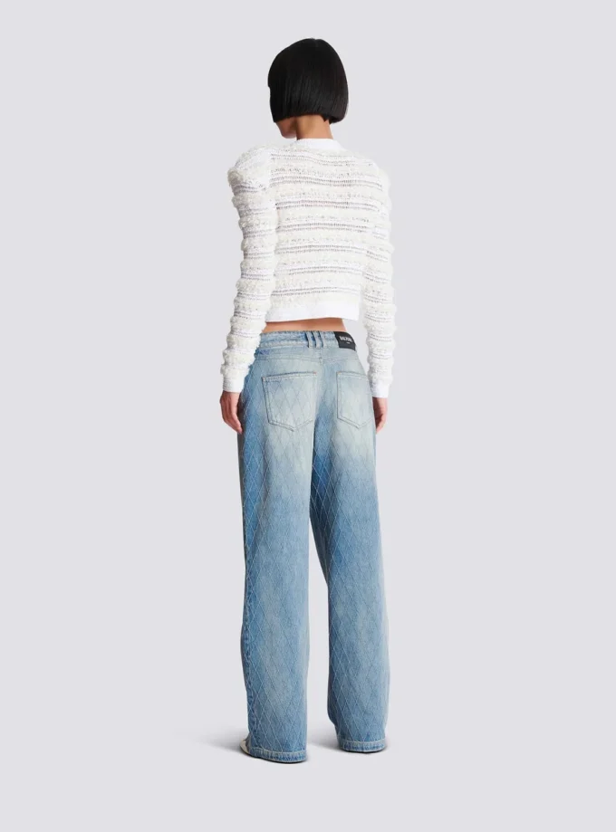 Diamond denim straight-fit jeans