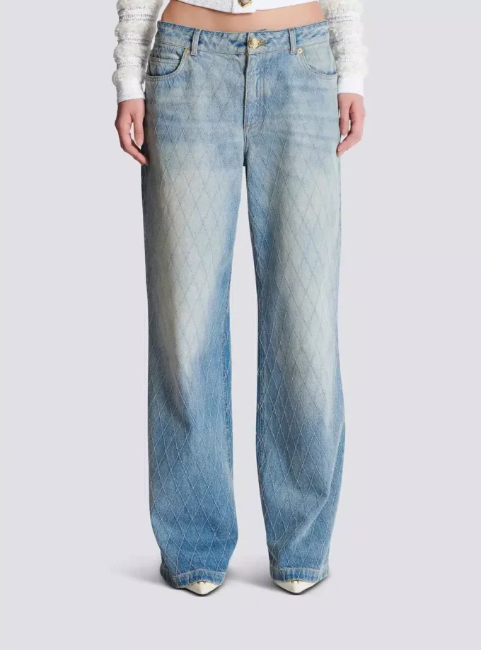 Diamond denim straight-fit jeans