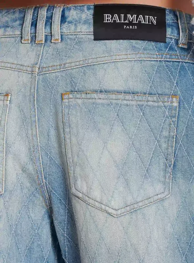 Diamond denim straight-fit jeans