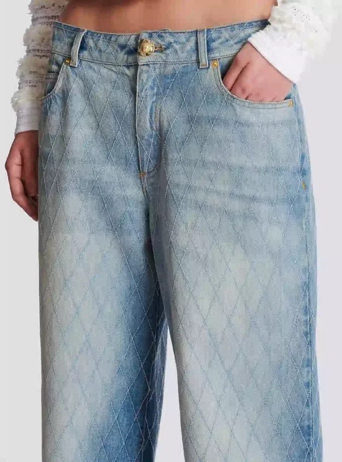 Diamond denim straight-fit jeans