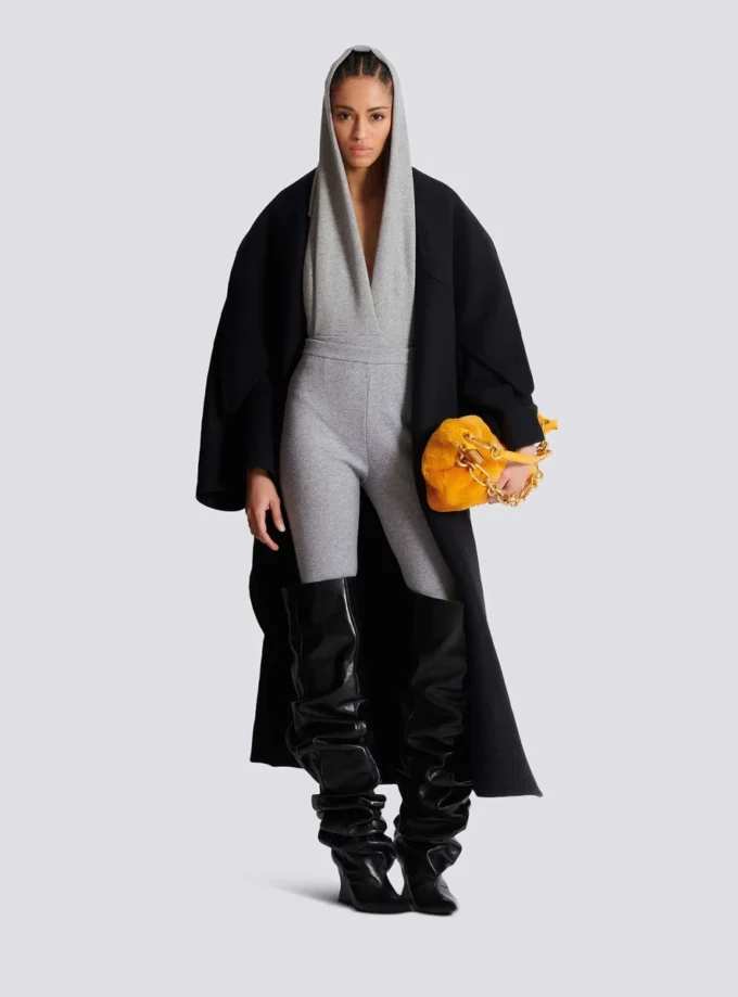 Draped bodysuit with hood Draped bodysuit with hood