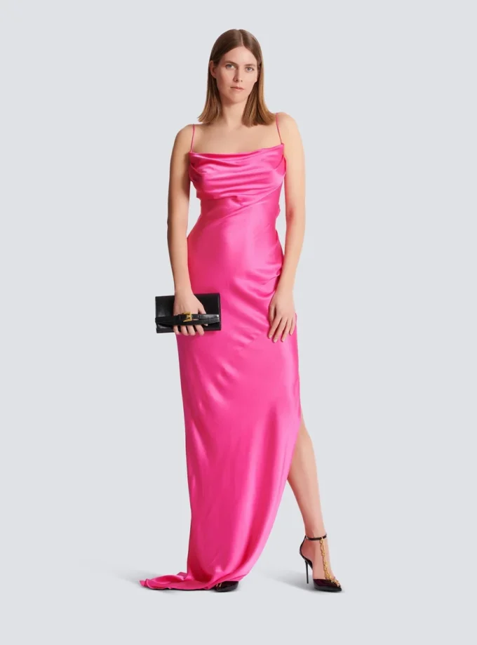 Draped satin slit dress Draped satin slit dress