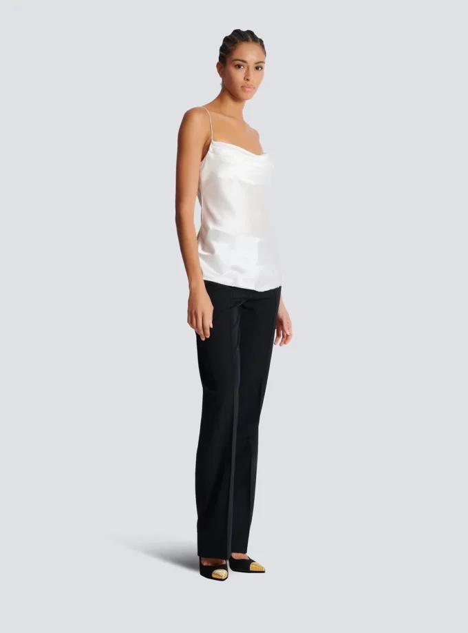 Draped satin top