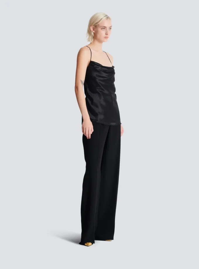 Draped satin top