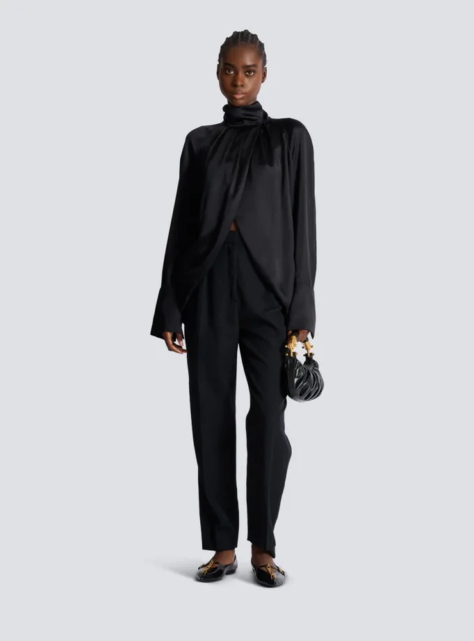 Draped silk blouse