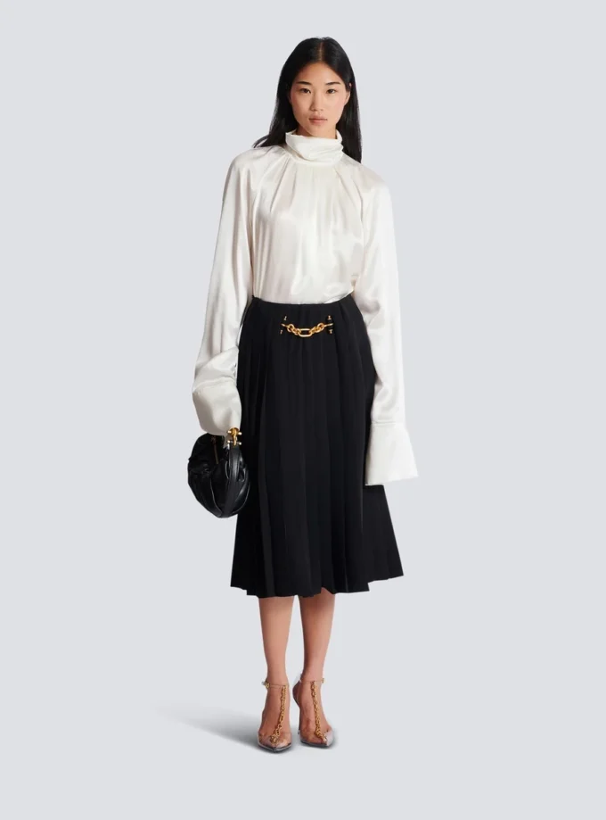 Draped silk blouse