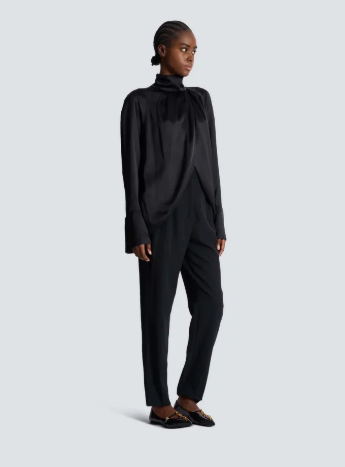 Draped silk blouse