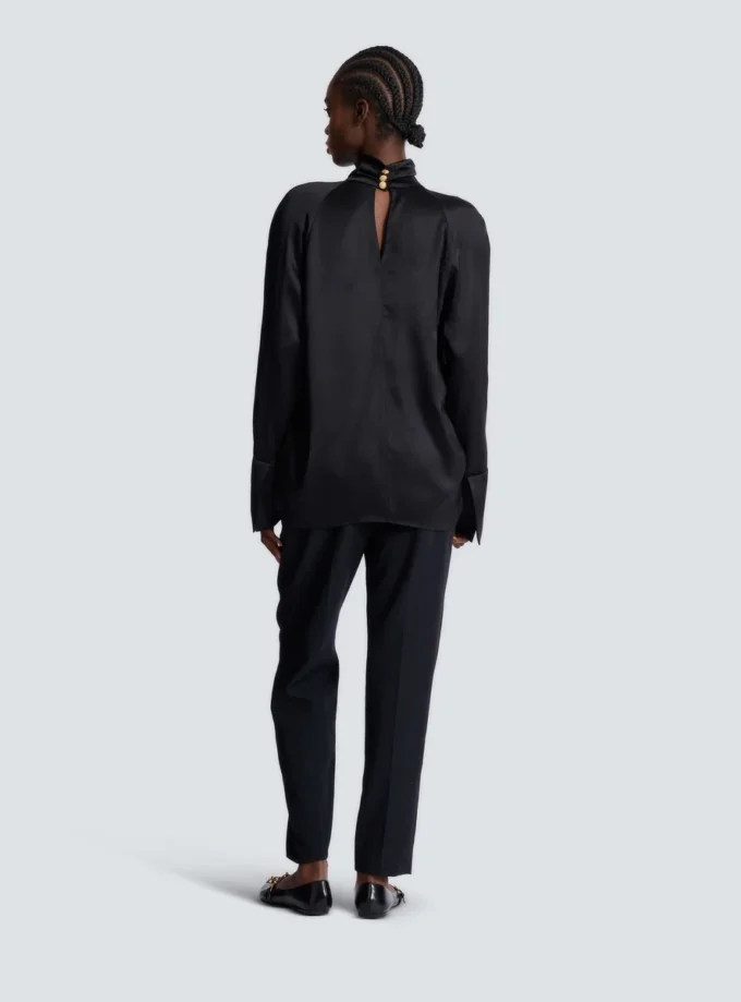 Draped silk blouse