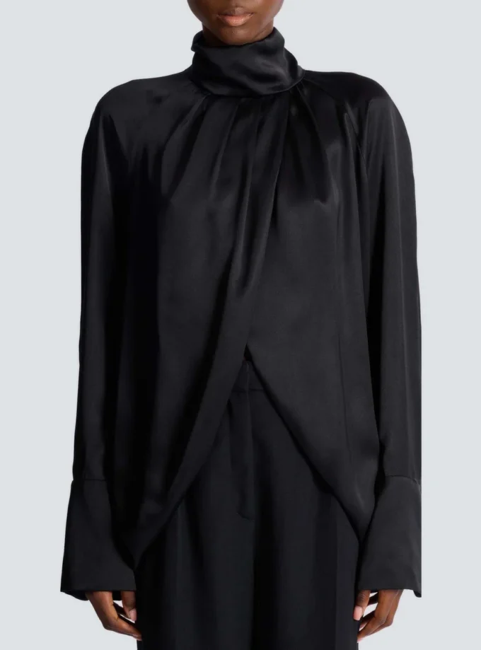 Draped silk blouse