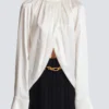 Draped silk blouse