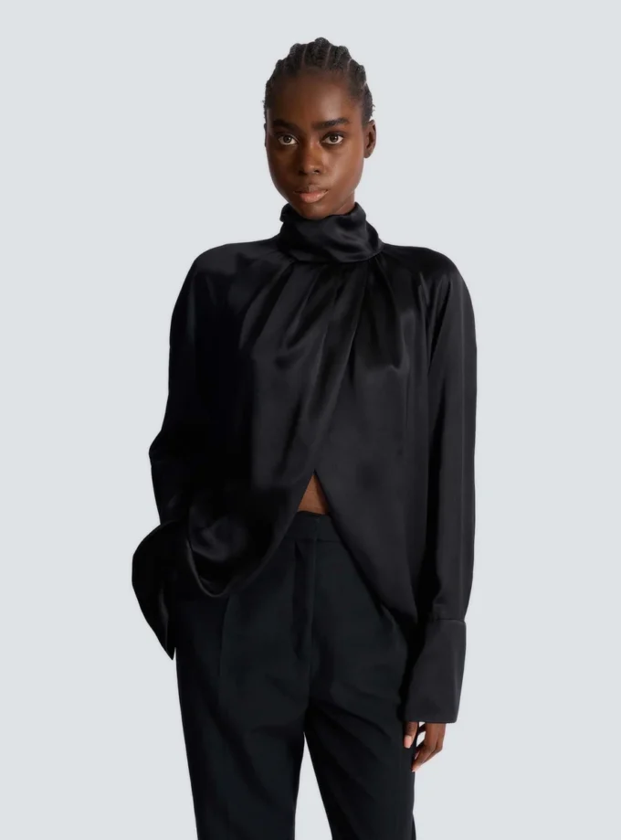 Draped silk blouse