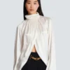 Draped silk blouse