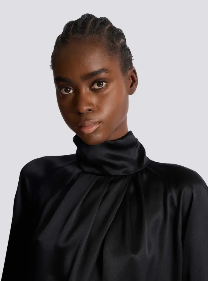 Draped silk blouse